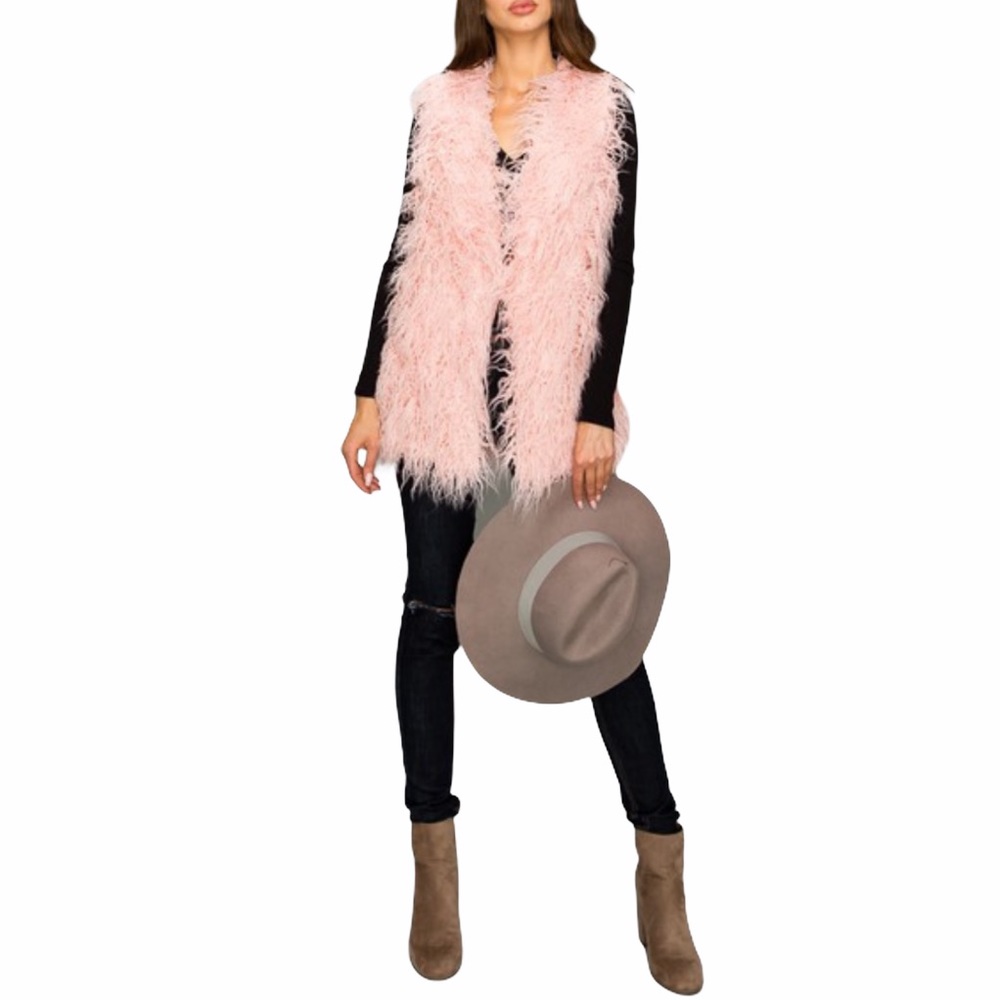 Sleeveless Statement Vest in Pink Curly Hair - Picture 4 of 7